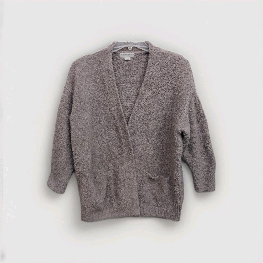 Barefoot Dreams Cardigan Sweater L/Xl Gray Cozychic Soft Pockets Open Front
